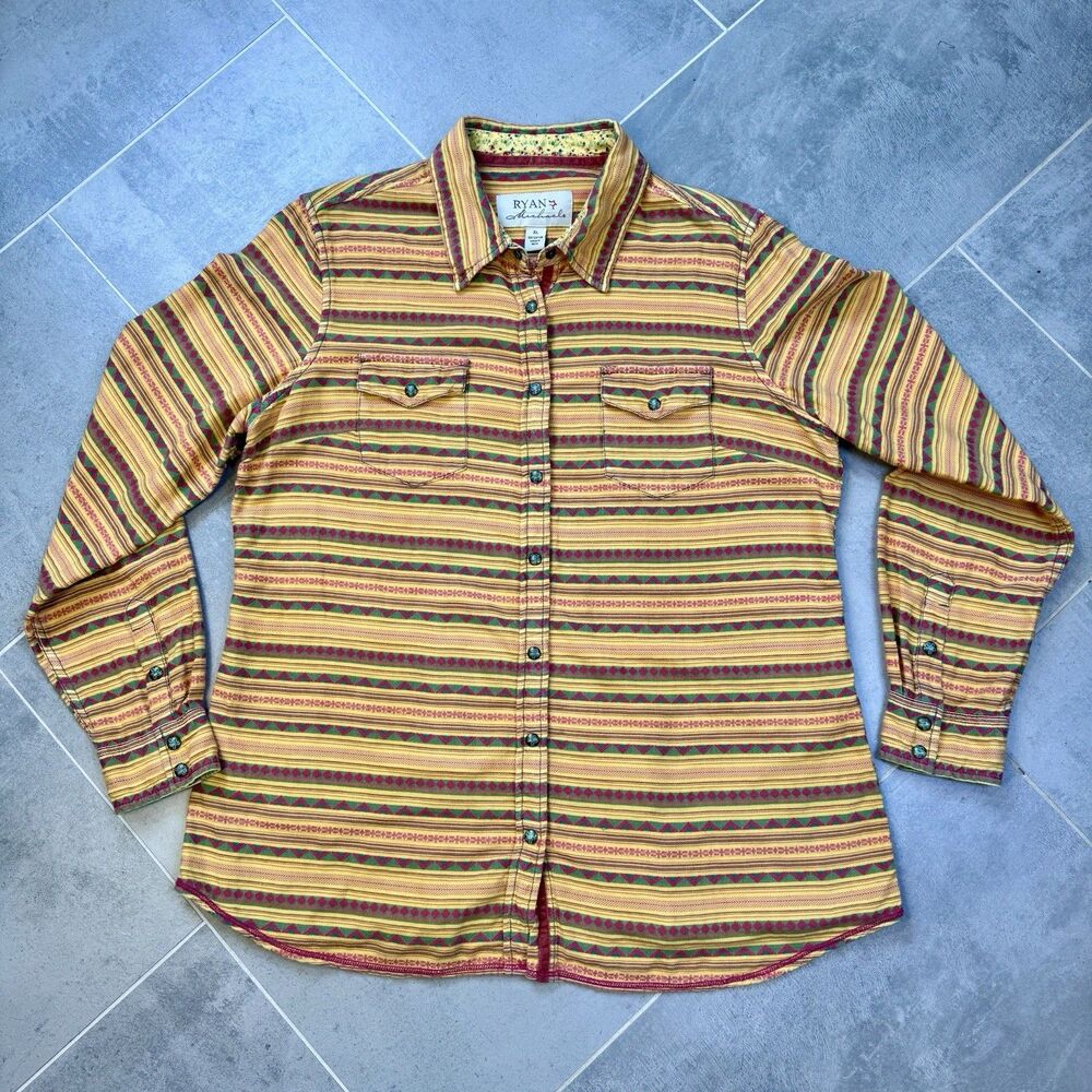 Ryan Michael Western Shirt Womens XL Sunset Aztec Snap Cotton Boho